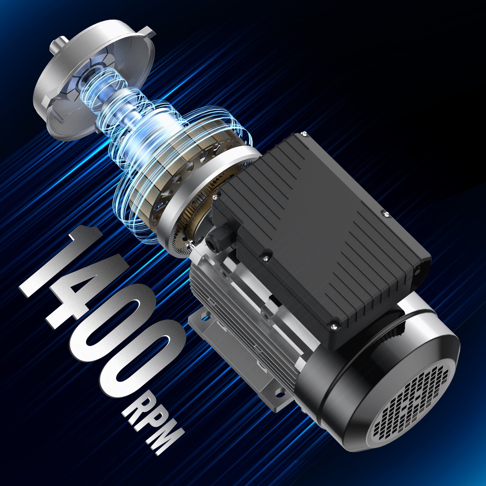 VEVOR Motor eléctrico 0.55KW 1400 rpm, AC 220~240V 4.5A, 80, marco B34, motor de compresor de aire monofásico, eje con llave de 19 mm, rotación CW/CCW para maquinaria agrícola y equipo general