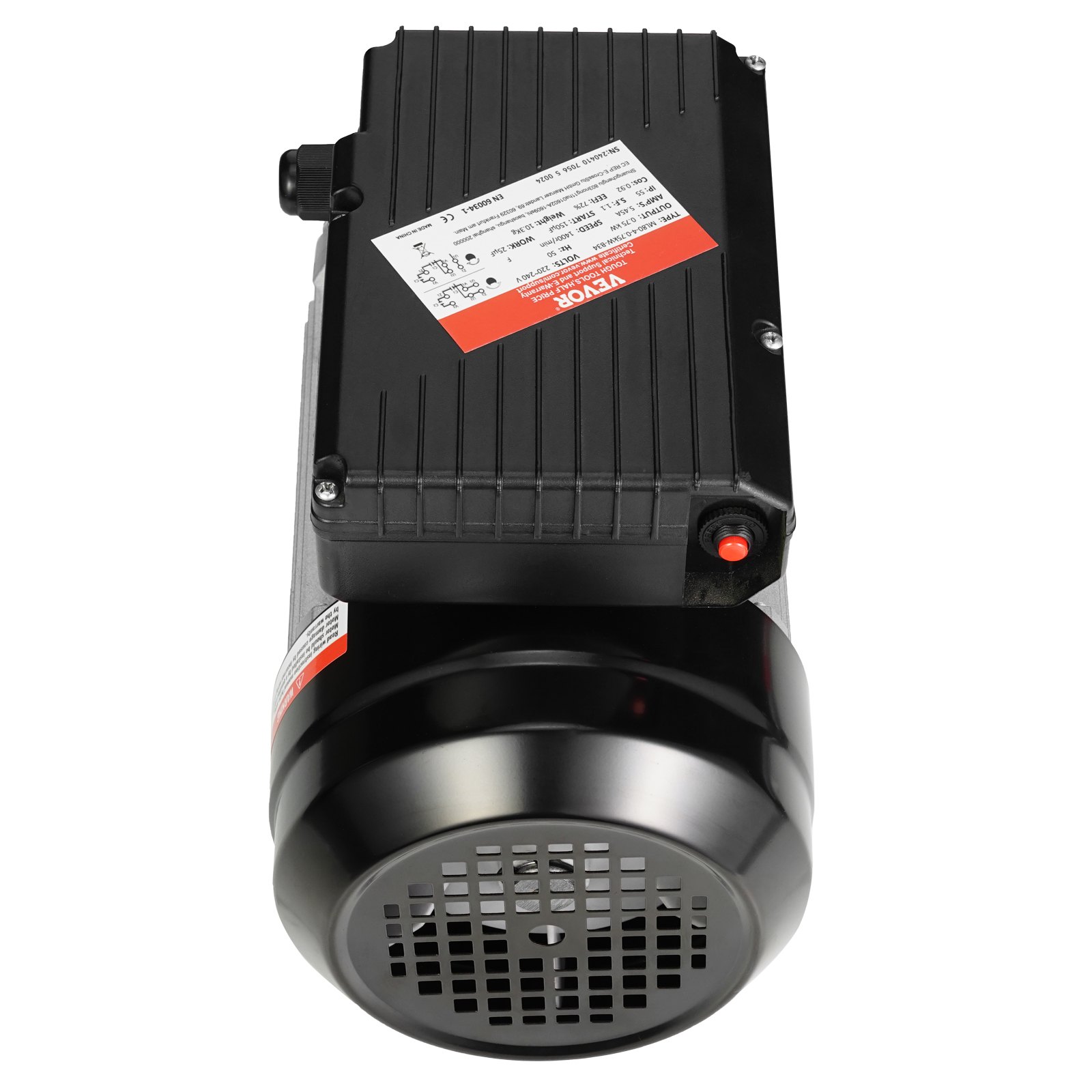 VEVOR Motor eléctrico 0.75KW 1400 rpm, AC 220~240V 5.45A, 80, marco B34, motor de compresor de aire monofásico, eje con llave de 19 mm, rotación CW/CCW para maquinaria agrícola y equipo general