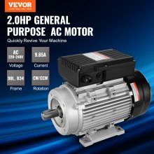 VEVOR Motor Eléctrico 1400 RPM CA 220~240 V 9,85 A 1,5 kW 360 x 175 x 240 mm