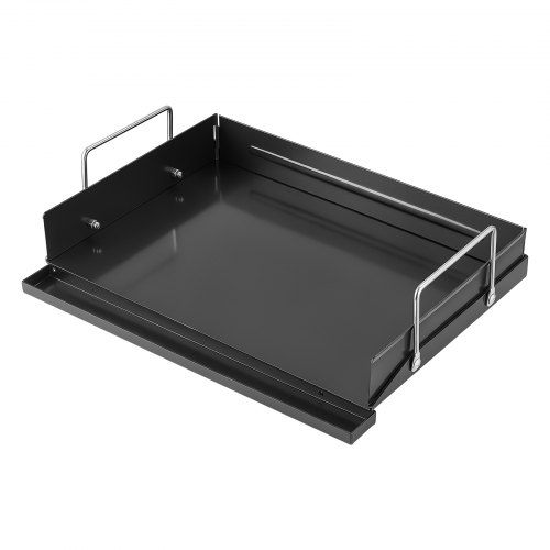 VEVOR Plancha para Barbacoa de Acero al Carbono, 43,2 x 33 cm, Portátil, Superficie Plana, con Asas Desmontables, Distribución Uniforme del Calor, para Estufas de Gas, Hornos y Fogatas, Negro