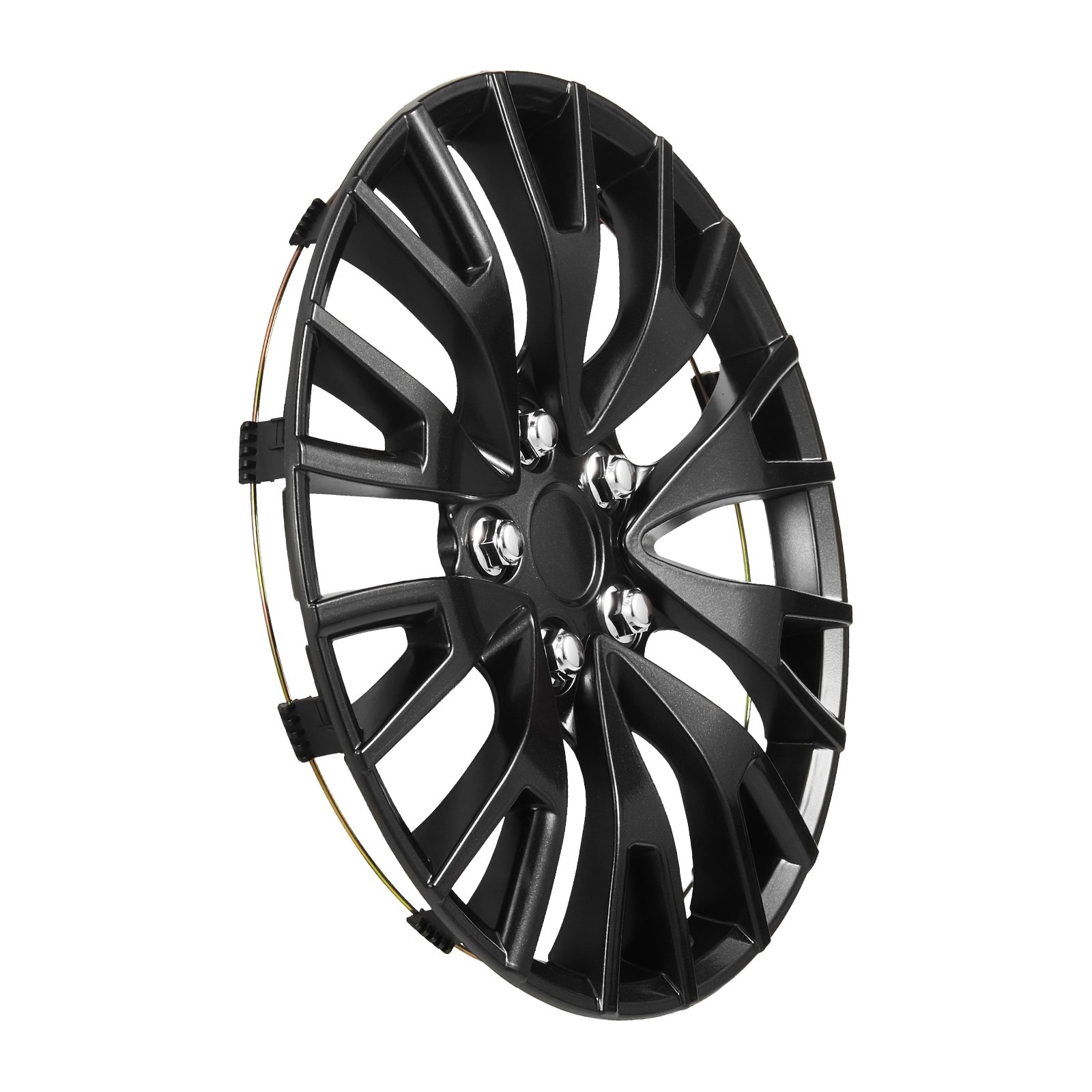 VEVOR Juego de 4 Tapacubos 16 pulgadas, Embellecedores de Rueda R16, Tapacubos Universales de 20 Radios de ABS, Resistente y Duradero, para Llantas de Hyundai, Chevrolet, Ford, Honda, Negro Brillante