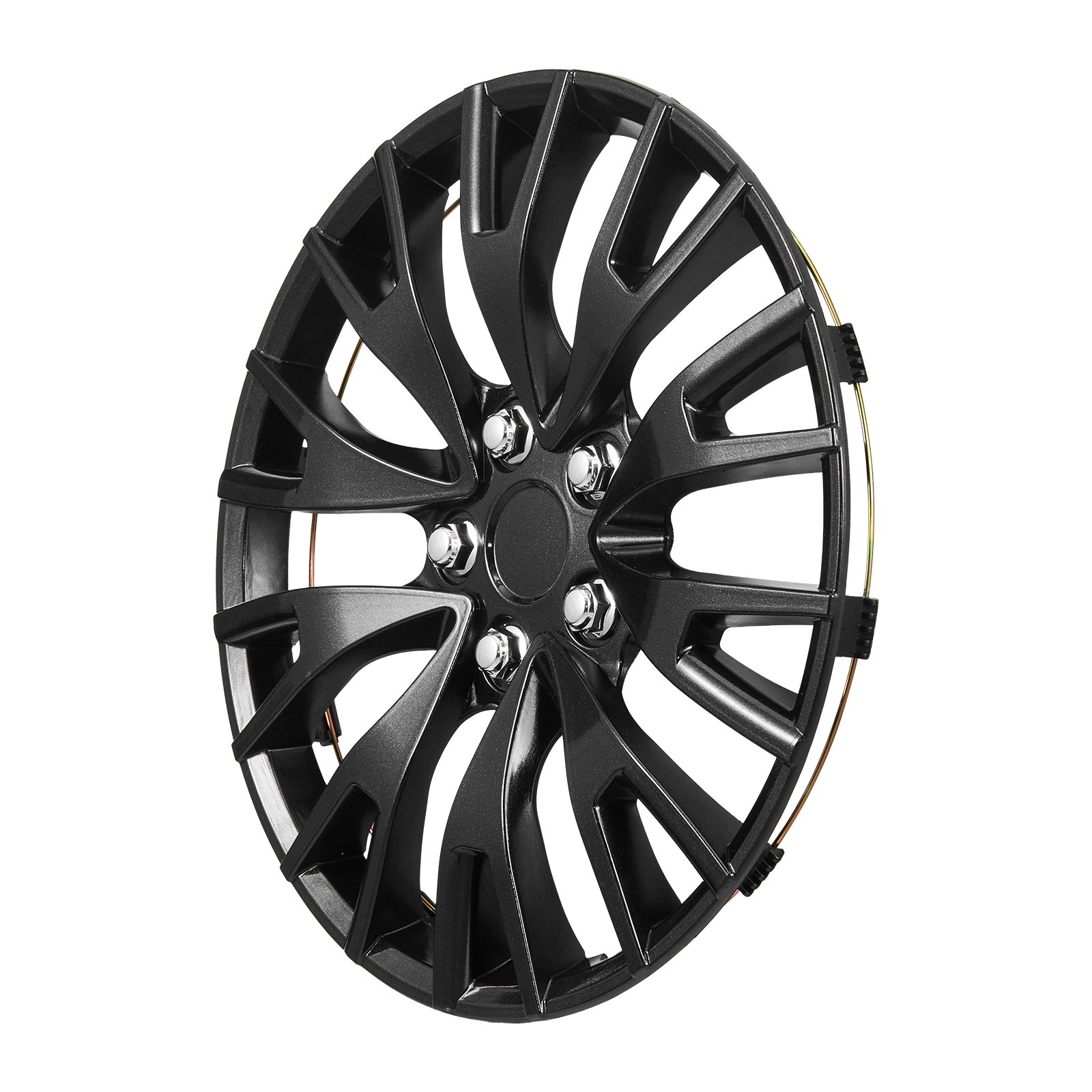 VEVOR Juego de 4 Tapacubos 16 pulgadas, Embellecedores de Rueda R16, Tapacubos Universales de 20 Radios de ABS, Resistente y Duradero, para Llantas de Hyundai, Chevrolet, Ford, Honda, Negro Brillante