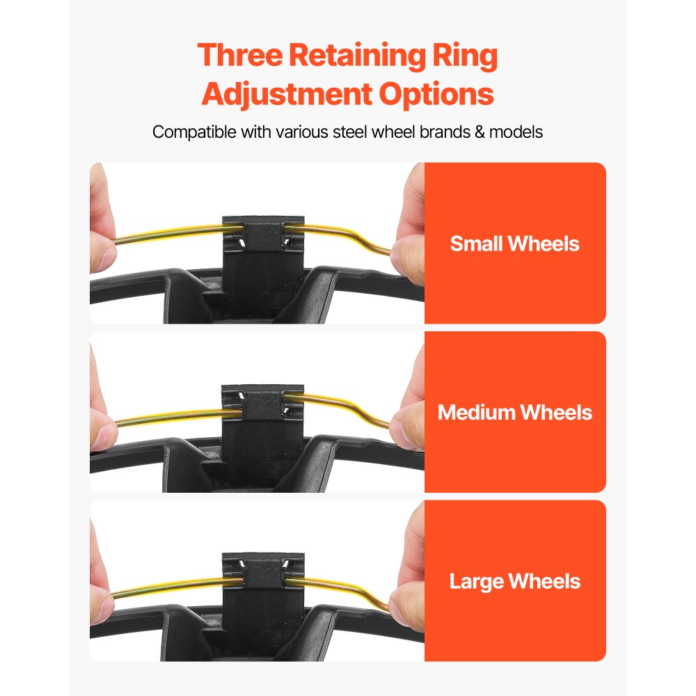 VEVOR Juego de 4 Tapacubos 15 pulgadas, Embellecedores de Rueda R15, Tapacubos Universales de 10 Radios de ABS, Resistente y Duradero, para Llantas de Hyundai, Chevrolet, Ford, Honda, Plata y Negro