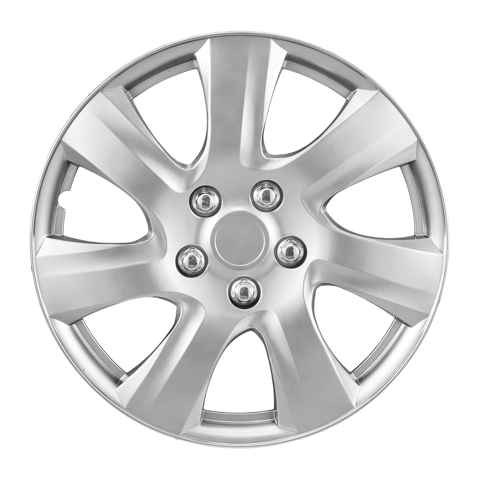 VEVOR Juego de 4 Tapacubos de 16 pulgadas, Embellecedores de Rueda R16, Tapacubos Universales de 7 Radios de ABS, Resistente y Duradero, para Llantas de Hyundai, Chevrolet, Ford, Honda, Plata
