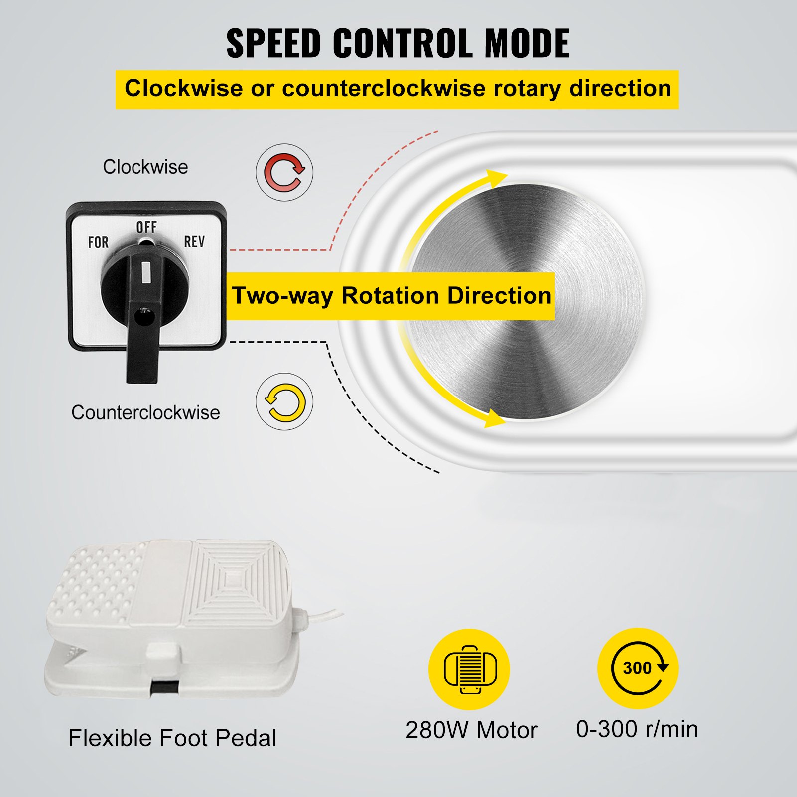 VEVOR Rueda Eléctrica para Cerámica, 25 cm Máquina Eléctrica de Cerámica 280 W Torno Alfarero 300 rpm Torno Cerámica Alfarero Máquina Arcilla con Control Pedal Independiente