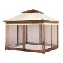 VEVOR Gazebo de Jardín 334x334 cm Cenador de Patio con Mosquitera Emergente para 8-10 Personas con Estructura de Metal, Lona Oxford 250D Revestida de PU, Refugio Exterior para Césped, Patio Trasero