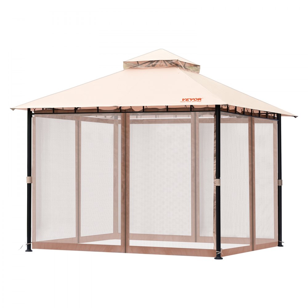 VEVOR patio pavilion for 6-8 people, 295x295cm backyard pavilion, with mosquito net, metal frame and PU-coated 180g polyester, canopy for patio, backyard, lawn, garden