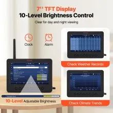 VEVOR Estación Meteorológica Wifi 7 en 1 Sensor Inalámbrico con Pantalla TFT