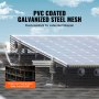 Malla de acero galvanizado recubierta de PVC que protege los paneles solares en un techo con detalles sobre el grosor del alambre. Rejilla protectora para pájaros para paneles solares VEVOR.