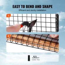 VEVOR Kit de Rollo de Protección para Pájaros 20,3cm x 30,5m Kit de Alambre contra Pájaro para Panel Solar con 50 Bridas para Cables Malla Metálica 12,7 mm Rollo de Protección con Revestimiento de PVC