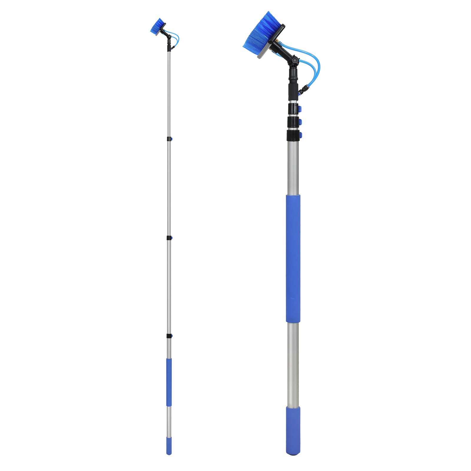 VEVOR Kit de Barra de Limpieza Paneles Solares de 3,6 m con Suministro de Agua, Mango Extensible, Cabezal de Cepillo Giratorio 180° y Manguera de 20 m, para la Cubierta del Panel Solar de la Caravana