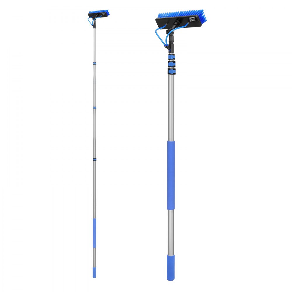 VEVOR Kit de Barra de Alimentación de Agua, Barra de Limpieza de Paneles Solares 6 m con Mango Extensible, Cabezal de Cepillo Giratorio 180° y Manguera 20 m, para la Cubierta del Panel Solar Caravana