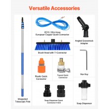 VEVOR Kit de Poste de Limpieza de Paneles Solares de 6 m con Suministro de Agua