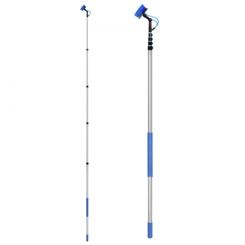 VEVOR Kit de Barra de Alimentación de Agua, Barra de Limpieza de Paneles Solares de 9 m con Mango Extensible, Cabezal de Cepillo Giratorio de 180° y Manguera de 20 m, para el Hogar y Exteriores