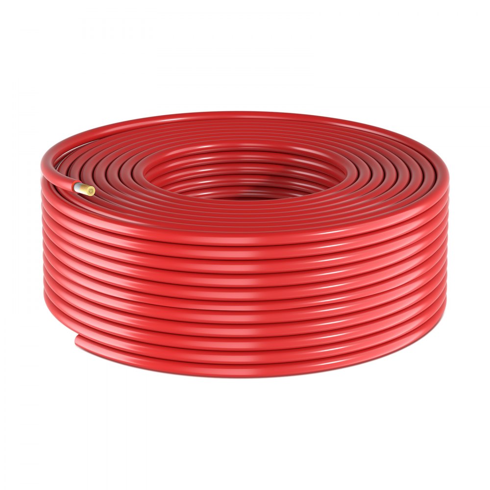 VEVOR Cable Solar 6 mm², Cable de Extensión para Paneles Solares, Rojo y Negro de 30,48 m, IP67 Impermeable, Cobre Estañado, para Instalación de Sistemas PV en Exterior Caravanas Techo Barco Marino