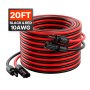 VEVOR Solar Cable 6.1 m, Extension Cable 2-Pack, 10AWG Cable with Waterproof Female and Male Connectors, PV Cable for Solar Panels at Home, on Boats and in RVs, Black & Red