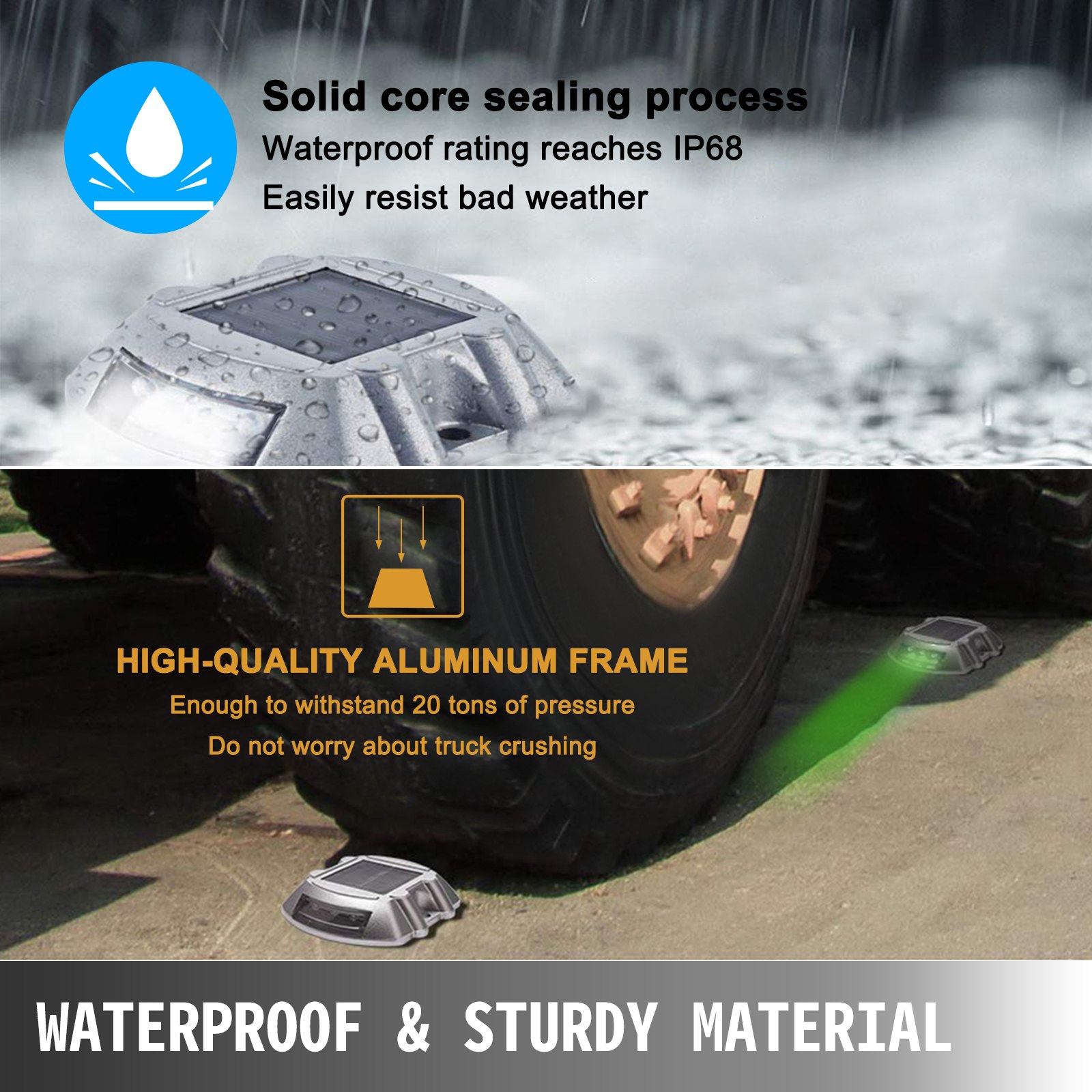 Vevor Energía Solar Led Luces De Tierra Luz De Seguridad Para Jardín Patio 1 Pcs