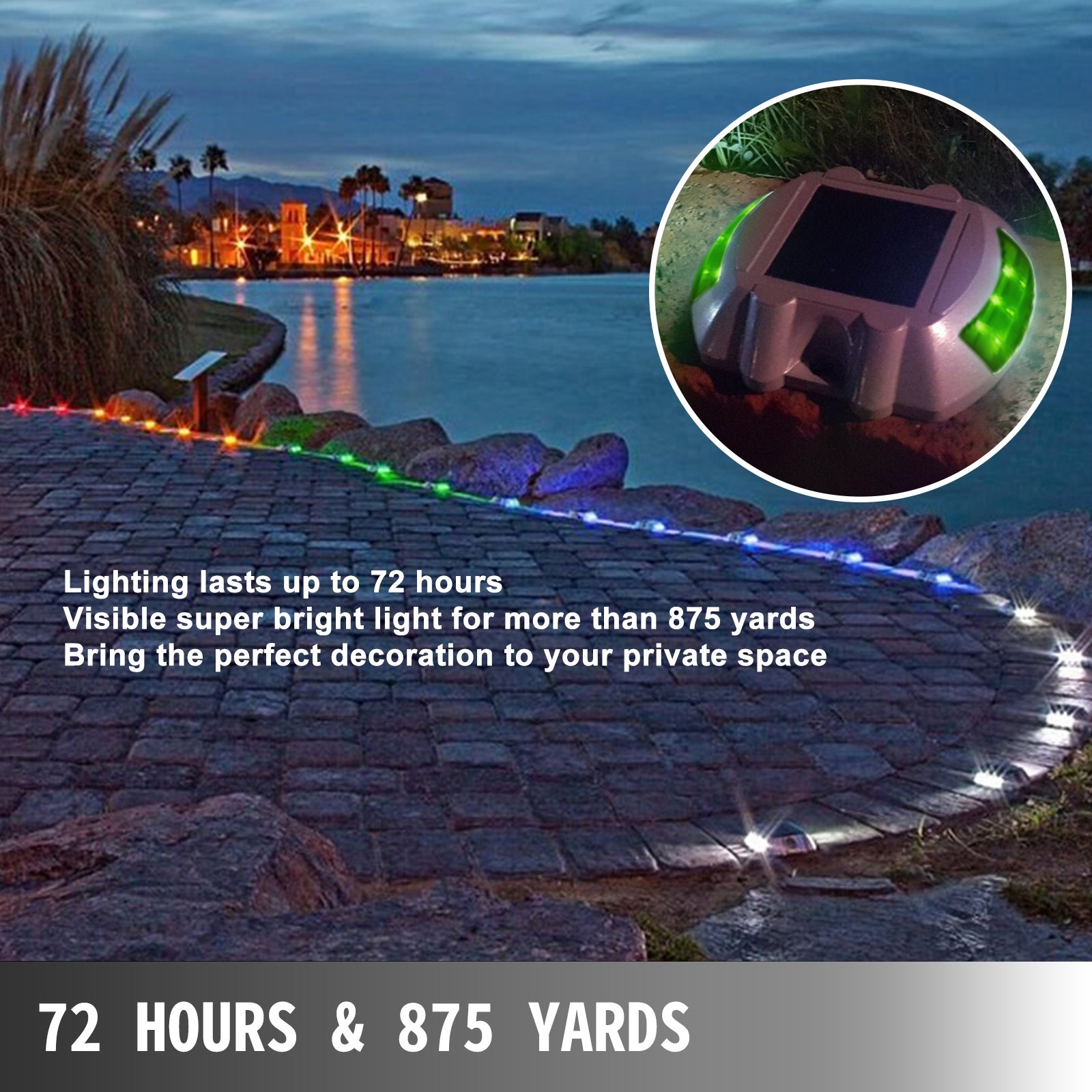 Vevor Energía Solar Led Luces De Tierra Luz De Seguridad Para Jardín Patio 1 Pcs