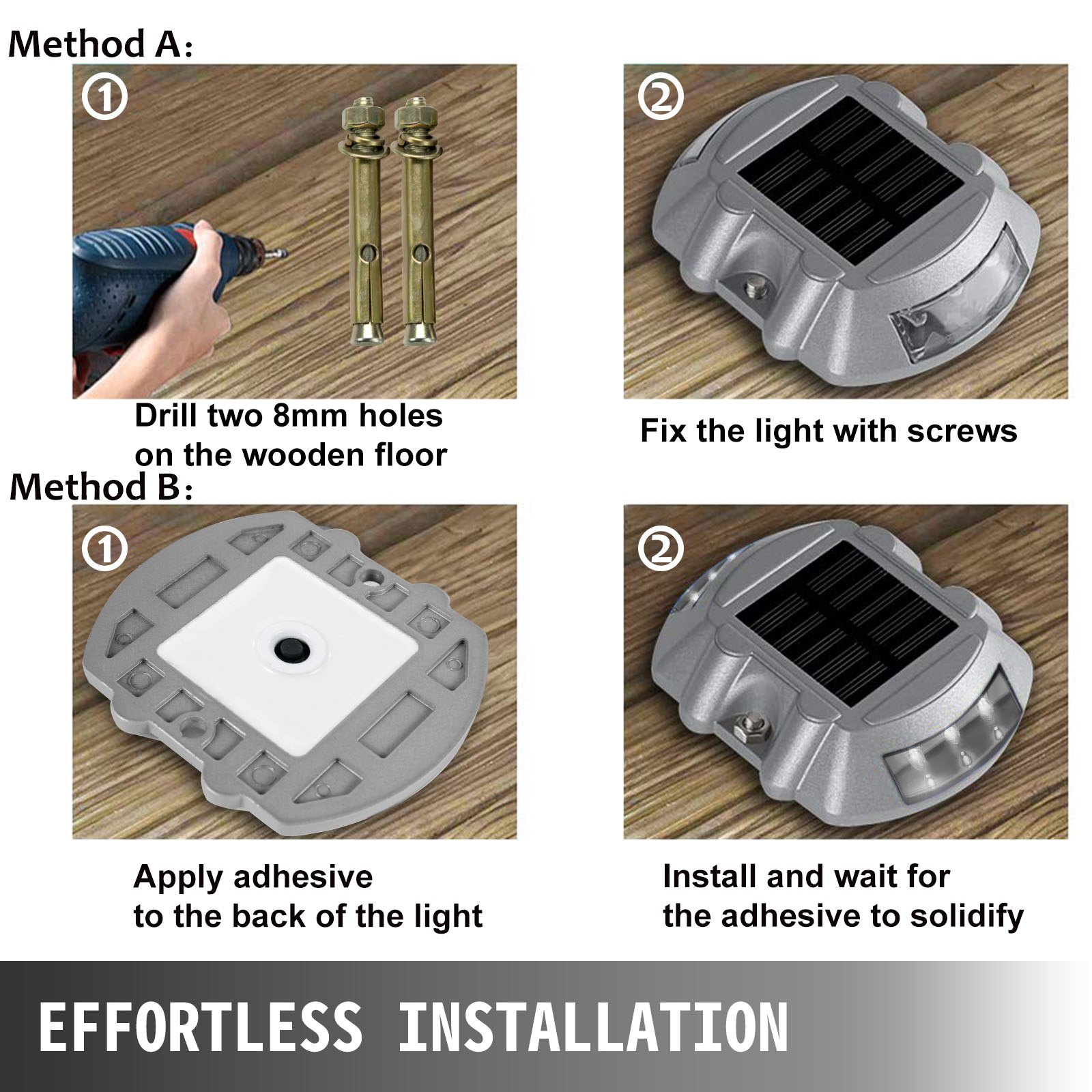 Vevor Energía Solar Led Luces De Tierra Luz De Seguridad Para Jardín Patio 1 Pcs