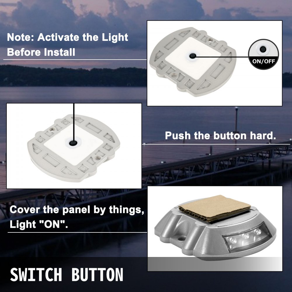 Vevor Energía Solar 6 Leds Luces Luz Solar De Tierra Para Entrada Carretera Rojo