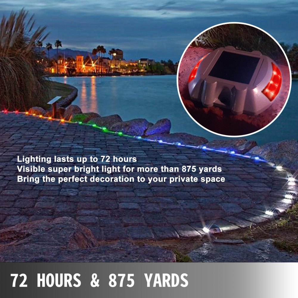 Vevor Energía Solar 6 Leds Luces Luz Solar De Tierra Para Entrada Carretera Rojo