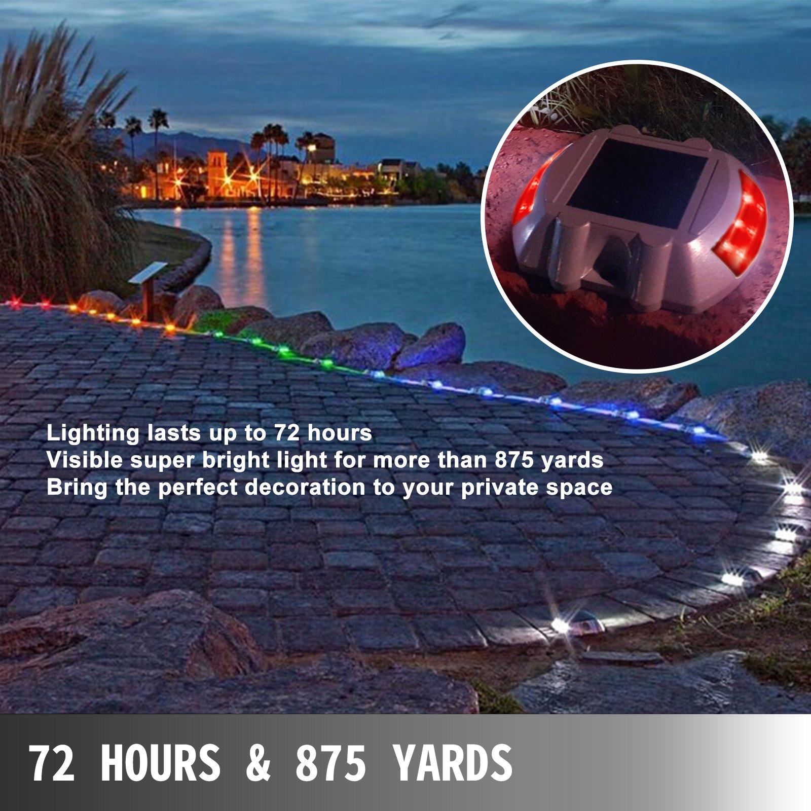 Vevor Energía Solar 6 Leds Luces Luz Solar De Tierra Para Entrada Carretera Rojo