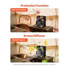 VEVOR Ventilador Solar Recargable 20 000 mAh con Linterna LED, Ventilador Portátil Inalámbrico 20 cm con Panel Solar Plegable 7 W, 5 Velocidades, Temporizador y Silencioso, para Tienda de Campaña