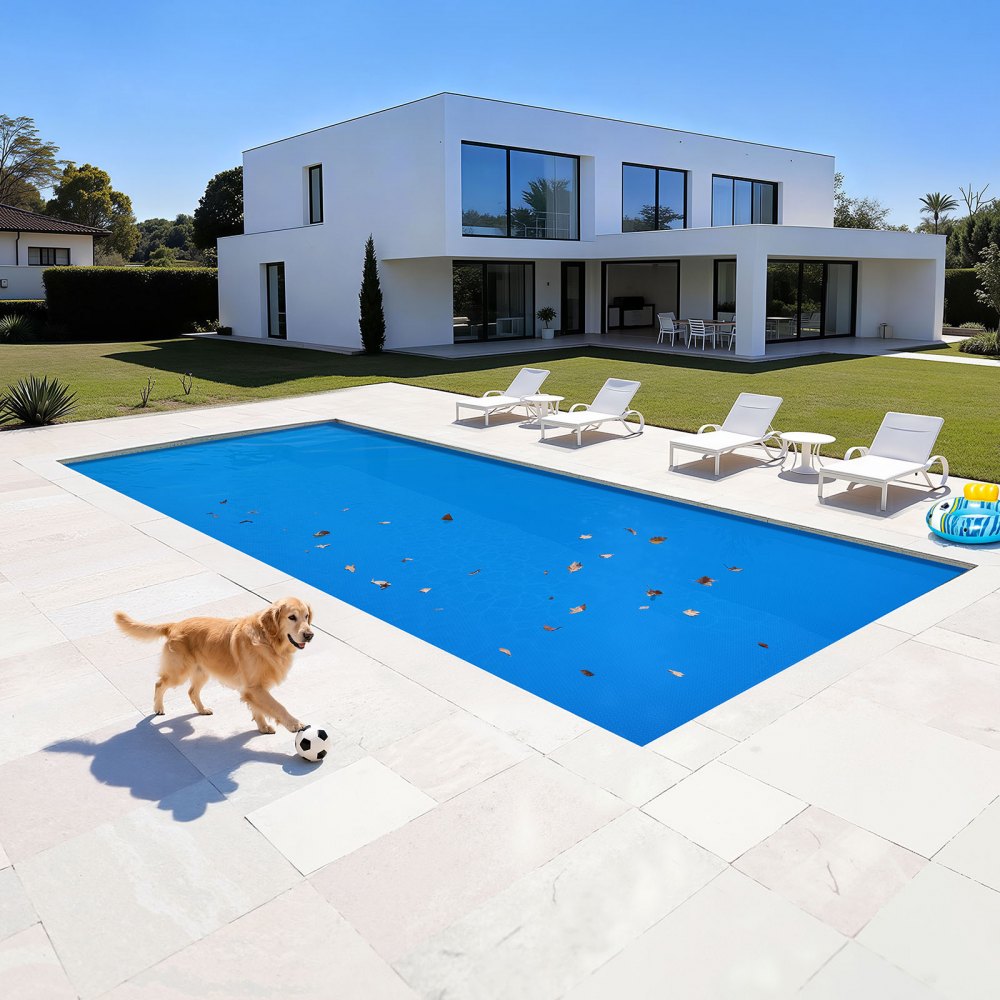 VEVOR Cubierta Solar para Piscina Rectangular, 10,97 x 4,88 m, con Material de Burbujas y PE, Absorción de Calor Durante el Día, Retención de Calor Durante la Noche, 0,3 mm de Grosor, Color Azul