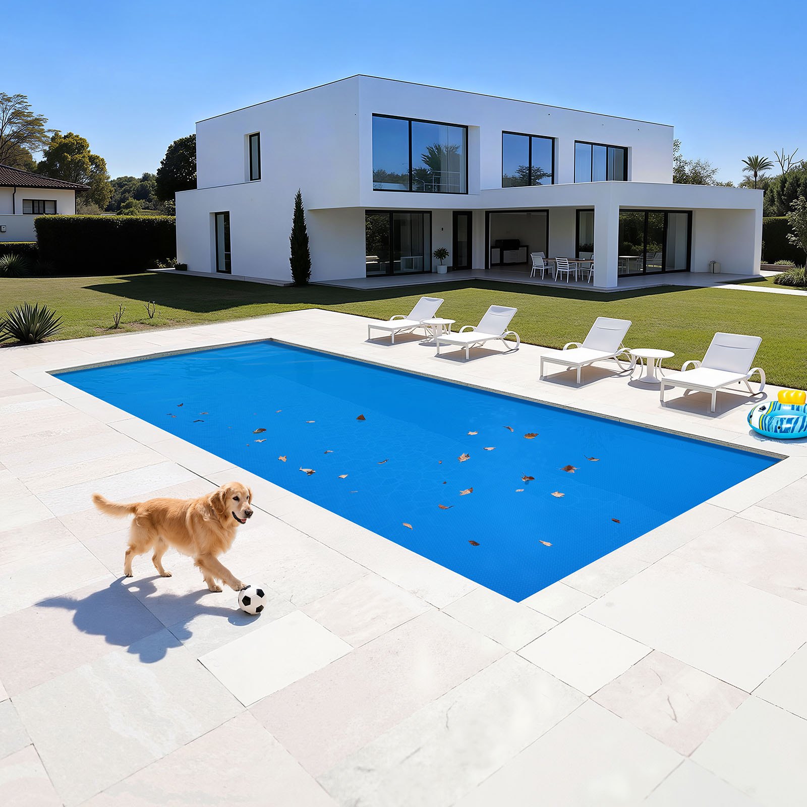 VEVOR Cubierta Solar para Piscina Rectangular, 10,97 x 4,88 m, con Material de Burbujas y PE, Absorción de Calor Durante el Día, Retención de Calor Durante la Noche, 0,3 mm de Grosor, Color Azul