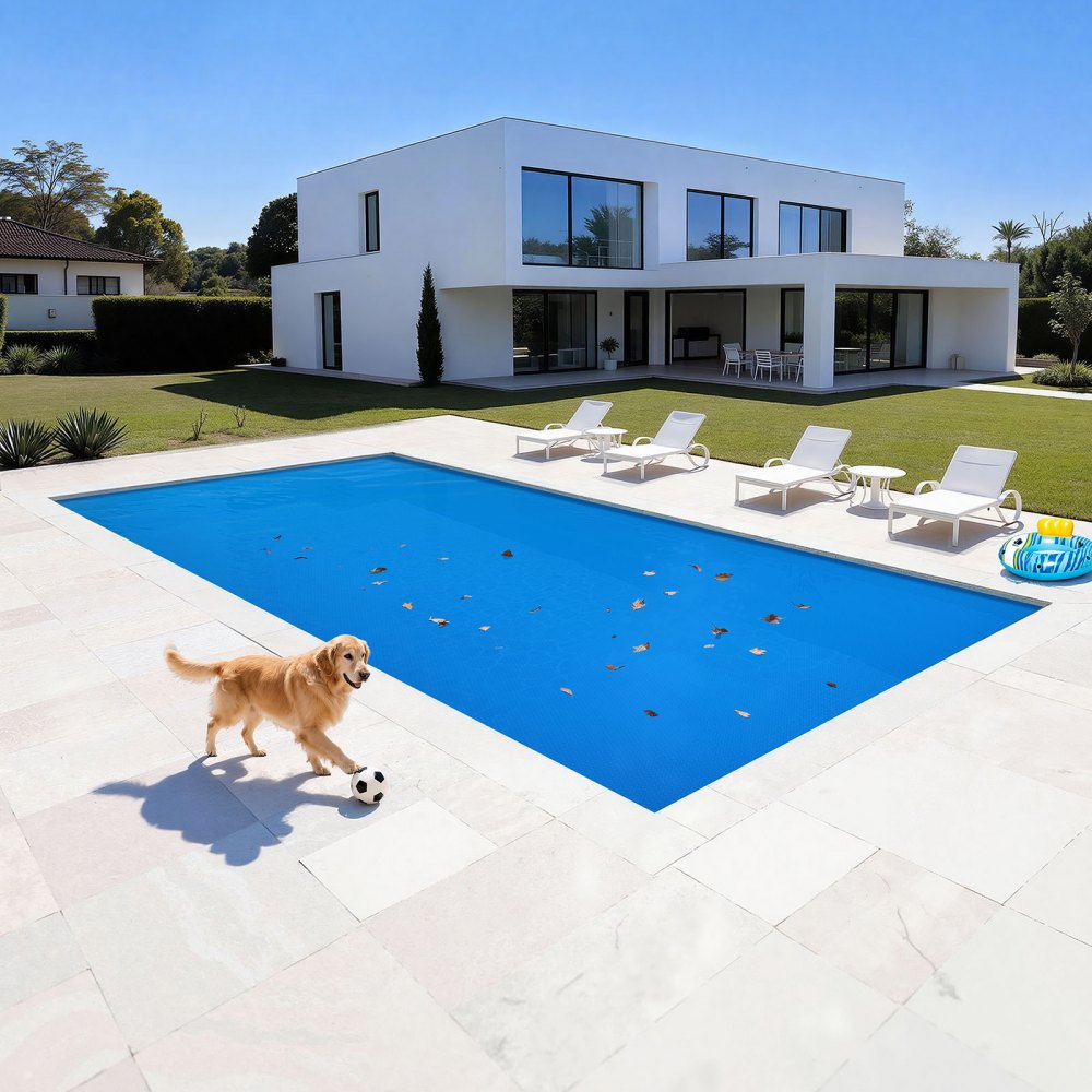 VEVOR Cubierta Solar para Piscina Rectangular, 10,97 x 5,49 m, con Material de Burbujas y PE, Absorción de Calor Durante el Día, Retención de Calor Durante la Noche, 0,2 mm de Grosor, Color Azul