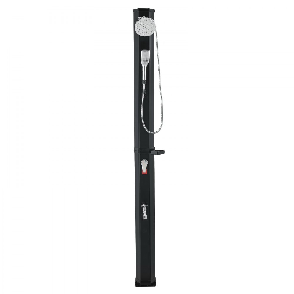 VEVOR Ducha Solar 40 Litros 205 cm, Ducha Solar Exterior con Grifo y Rociador de Mano, Cabezal Giratorio 360° Ajuste de Agua Fría y Caliente Máx. 60 °C, PVC Reforzado, para Piscina Patio Playa, Negro