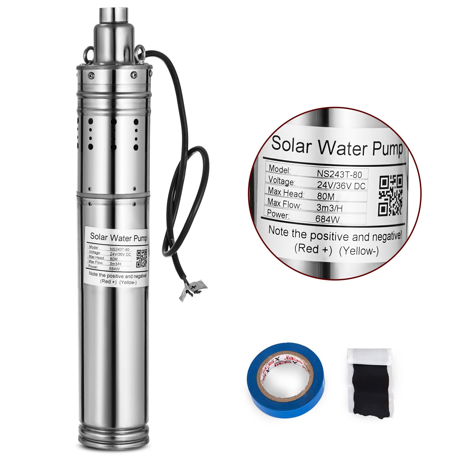 Bomba De Agua Solar Max. 80m Ns243t-80 Pozo Profundo Carcasa 3m3/h