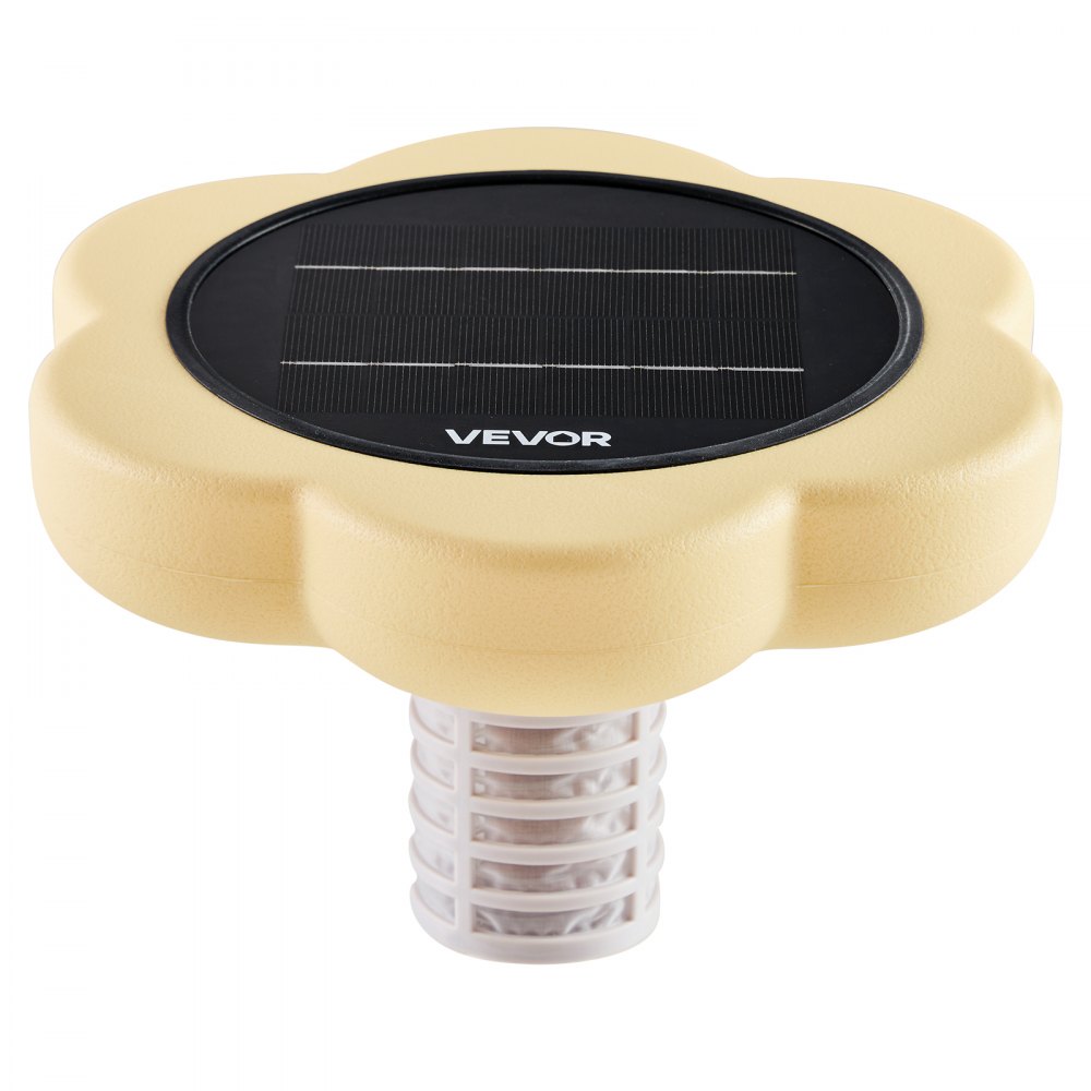 VEVOR Ionizador Solar para Piscinas hasta 170.343 L, Purificador de Agua con Ionización de Cobre con Ánodo de Cobre, Resorte, Cepillo para Evitar Olores Desagradables, en Forma de Flor, Amarillo