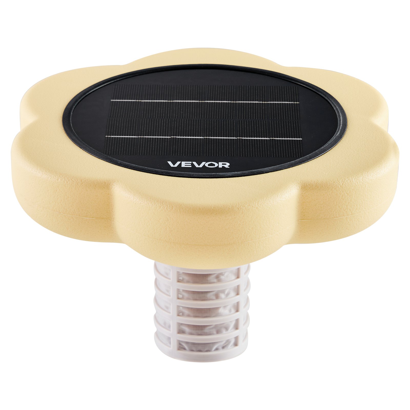 VEVOR Ionizador Solar para Piscinas hasta 170.343 L, Purificador de Agua con Ionización de Cobre con Ánodo de Cobre, Resorte, Cepillo para Evitar Olores Desagradables, en Forma de Flor, Amarillo
