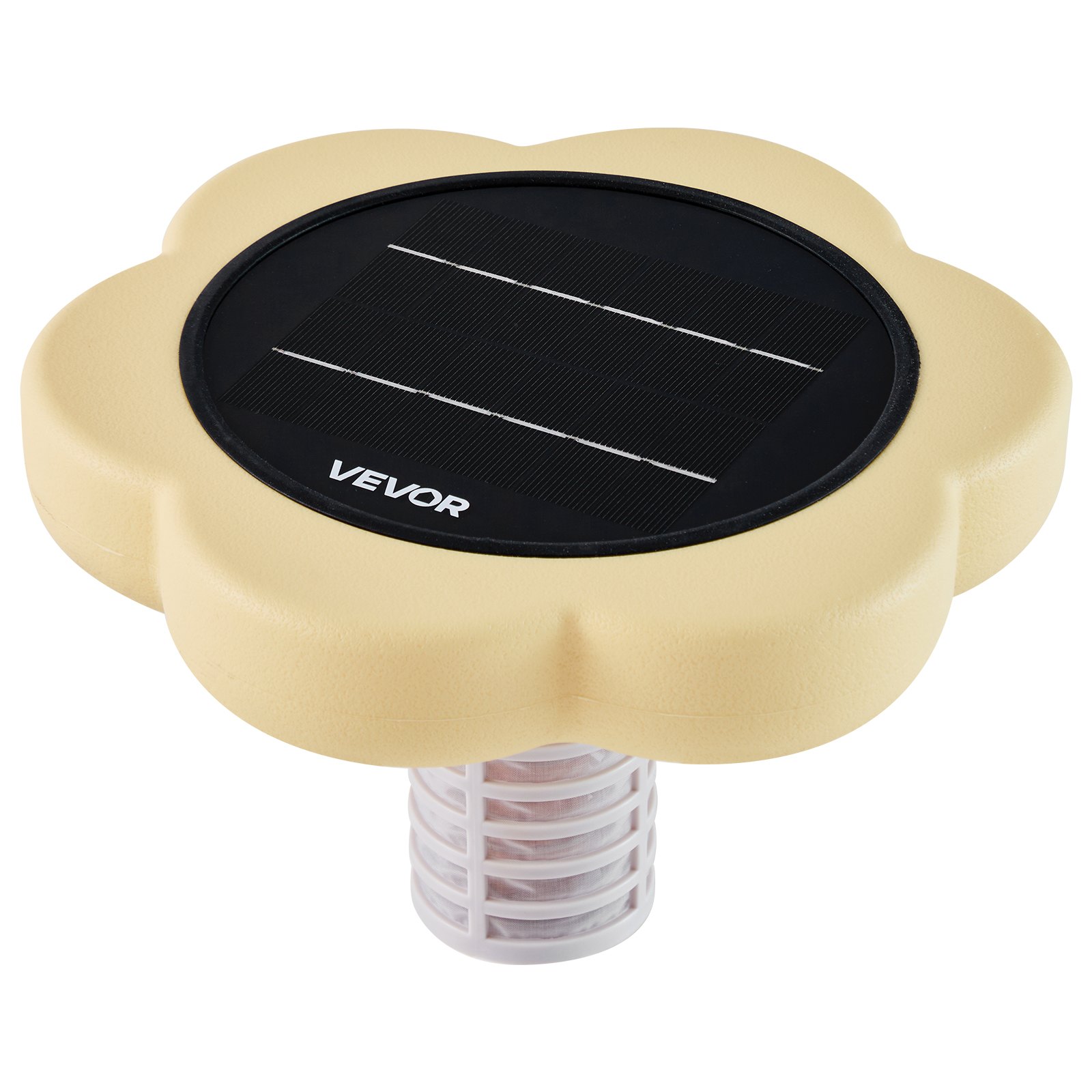 VEVOR Ionizador Solar para Piscinas hasta 170.343 L, Purificador de Agua con Ionización de Cobre con Ánodo de Cobre, Resorte, Cepillo para Evitar Olores Desagradables, en Forma de Flor, Amarillo