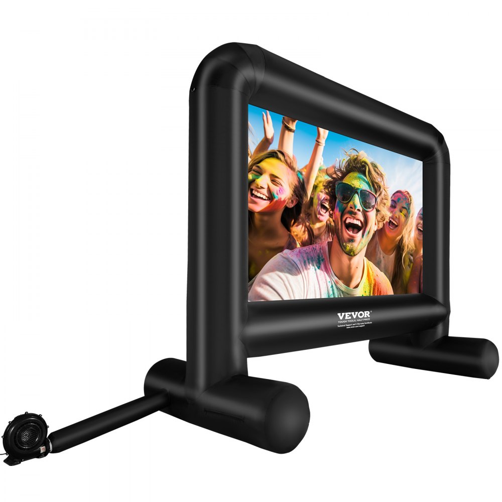 VEVOR Pantalla de Proyección Inflable Pantalla de Cine al Aire Libre 16:9 de 16 Pies con Lienzo de Ventilador 287x163 cm Proyección Trasera Delantera Montaje Estable para Fiesta, Camping al Aire Libre