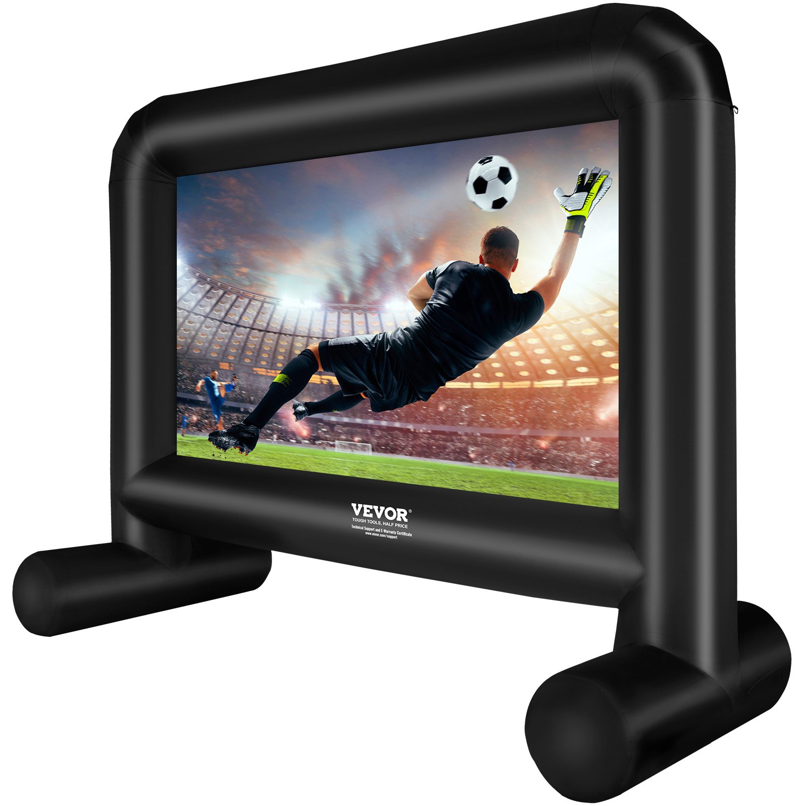 VEVOR Pantalla de Proyección Inflable Pantalla de Cine al Aire Libre 16:9 de 16 Pies con Lienzo de Ventilador 287x163 cm Proyección Trasera Delantera Montaje Estable para Fiesta, Camping al Aire Libre