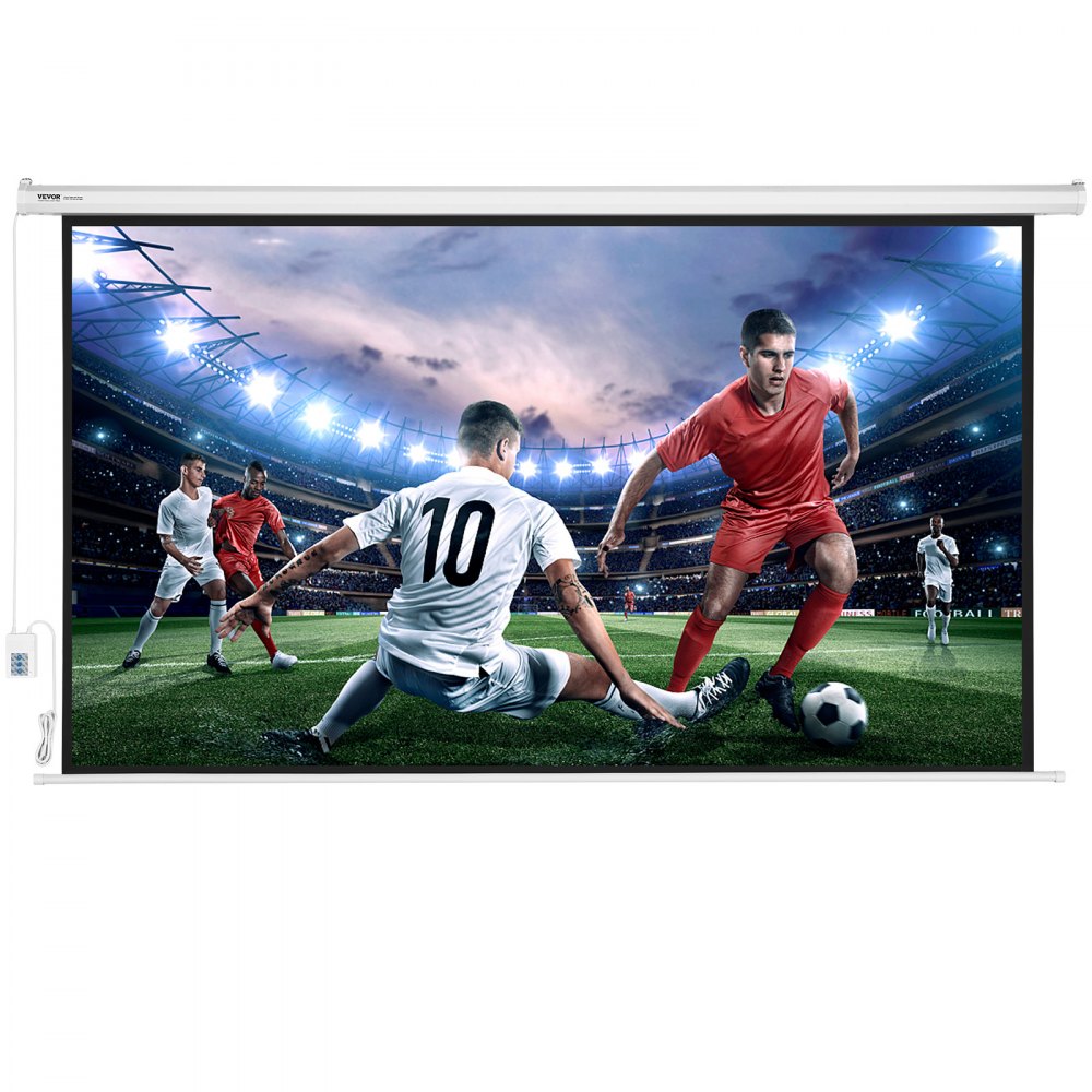 VEVOR Pantalla de Proyección Motorizada 254 cm 16:9 HD 4K 1080 Lienzo de Proyección Antiarrugas con Control Remoto Amplio Ángulo de Visión Montaje Directo en Pared para Proyectores de Video