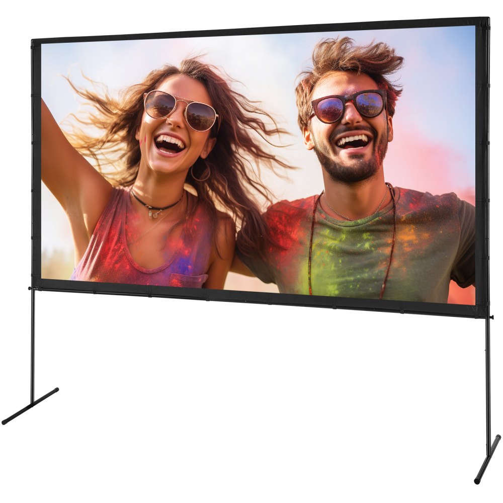 VEVOR Pantalla de Proyector de Pie 304,8 cm 16:9 HD Pantalla de Proyección Portátil de Doble Cara Antiarrugas Amplio Ángulo de Visión con Bolsa de Almacenamiento para Proyector de Vídeo Cine en Casa