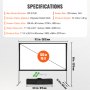 VEVOR Pantalla de Proyector de Pie 304,8 cm 16:9 HD Pantalla de Proyección Portátil de Doble Cara Antiarrugas Amplio Ángulo de Visión con Bolsa de Almacenamiento para Proyector de Vídeo Cine en Casa