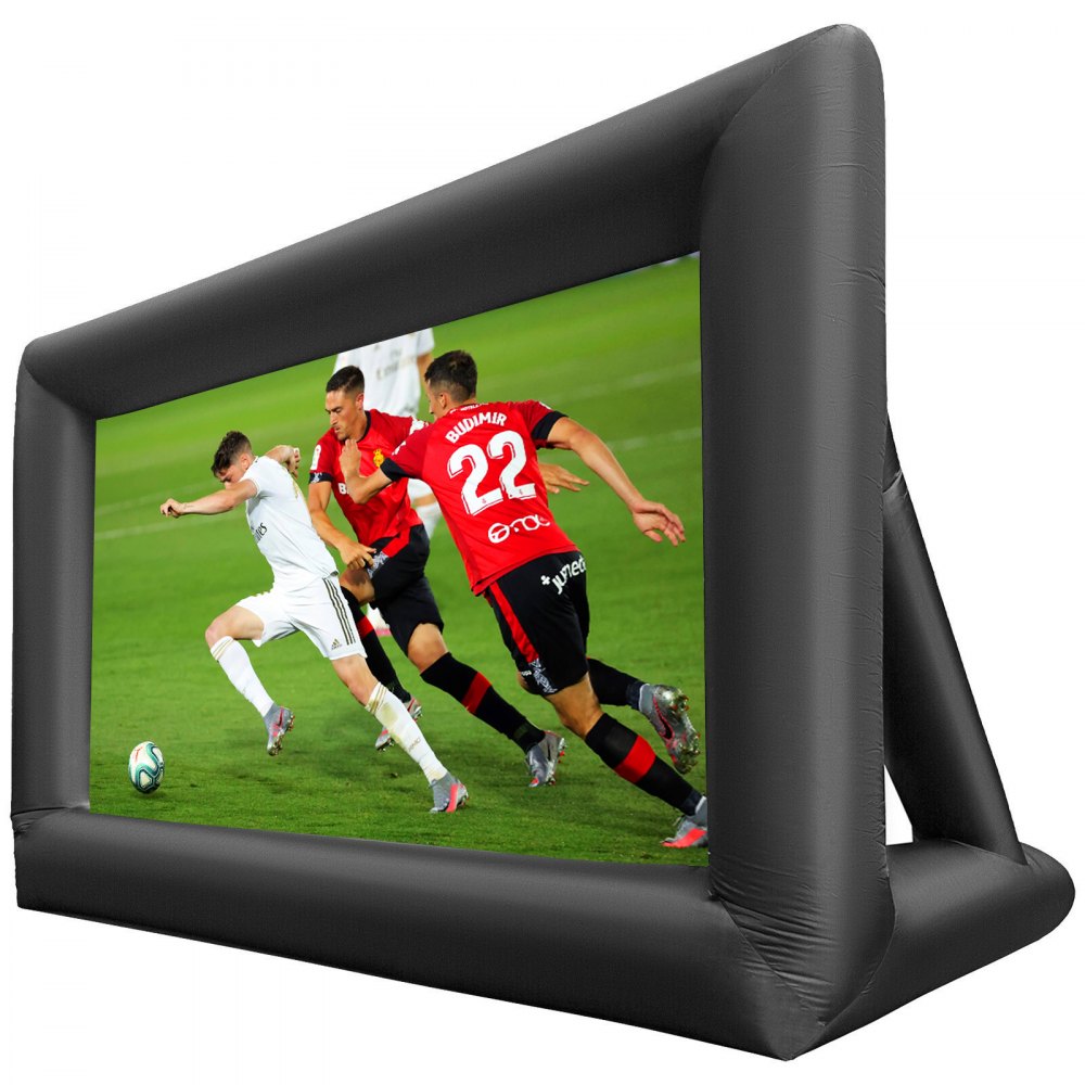 VEVOR Pantalla de Cine Inflable 6 x 4 m, Pantalla de Proyector Portátil Blanco y Negro para Películas 3D Videos, Pantalla con Proyector al Aire Libre Lavable y Estable, Pantalla de Alta Resistencia