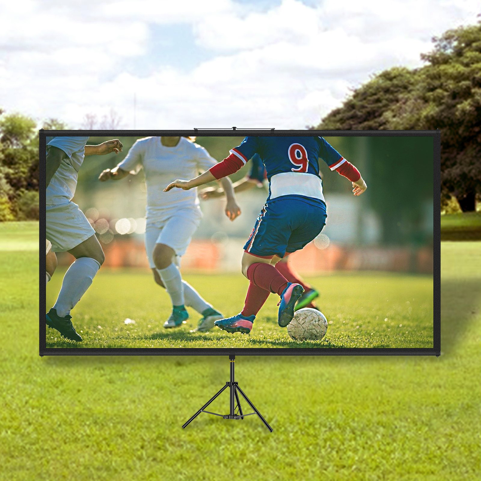 VEVOR Pantalla para Proyector 279,4 cm Pantalla de Proyector 16:9 4K HD Pantalla de Proyector con Trípode Altura Ajustable 200 - 250 cm 160 Grados 244 x 137 cm para Cine, Casa, una Sala Multimedia