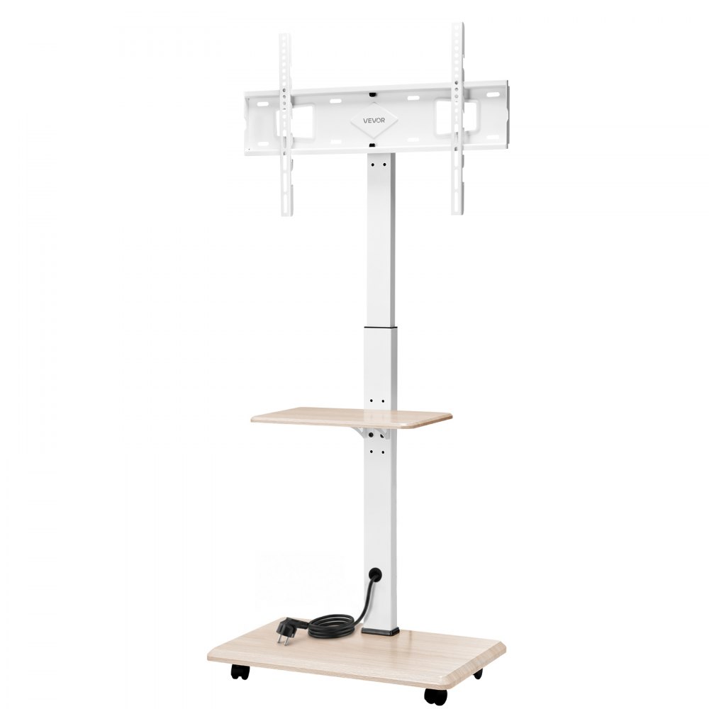 VEVOR Rolling TV Stand for 812.8-1778 mm TVs up to 40 kg, 25° Left-Right Rotation & Height-Adjustable TV Mount with Shelf for Bedroom Living Room (max. 600 x 400 mm)