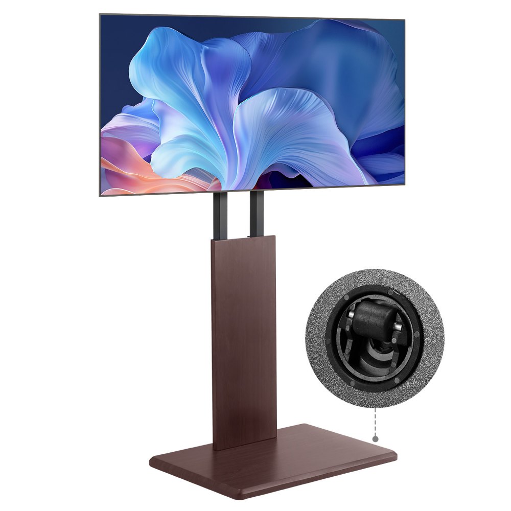 VEVOR Soporte de TV de Escritorio para Televisores de 812,8-1778 mm de Hasta 45 kg, Rotación de 15° a la Izquierda y a la Derecha, Soporte de TV con Altura Ajustable y Estante para Sala de Estar