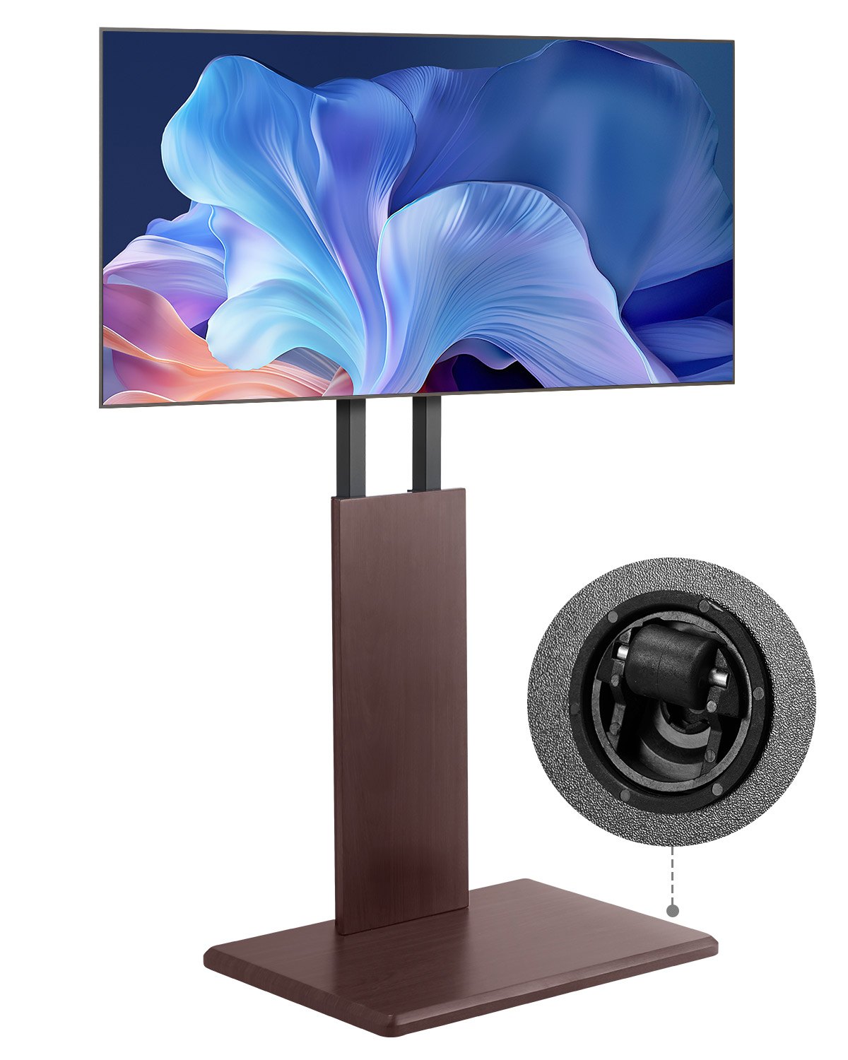 VEVOR Soporte de TV de Escritorio para Televisores de 812,8-1778 mm de Hasta 45 kg, Rotación de 15° a la Izquierda y a la Derecha, Soporte de TV con Altura Ajustable y Estante para Sala de Estar