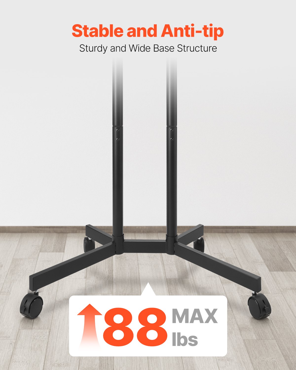 VEVOR Soporte de TV Enrollable para Televisores Planos y Curvos de 812,8-1651 mm, Soporte de TV Portátil de Altura Ajustable Capacidad de peso de 40 kg (máx. VESA 400 x 400 mm) para Sala de Estar