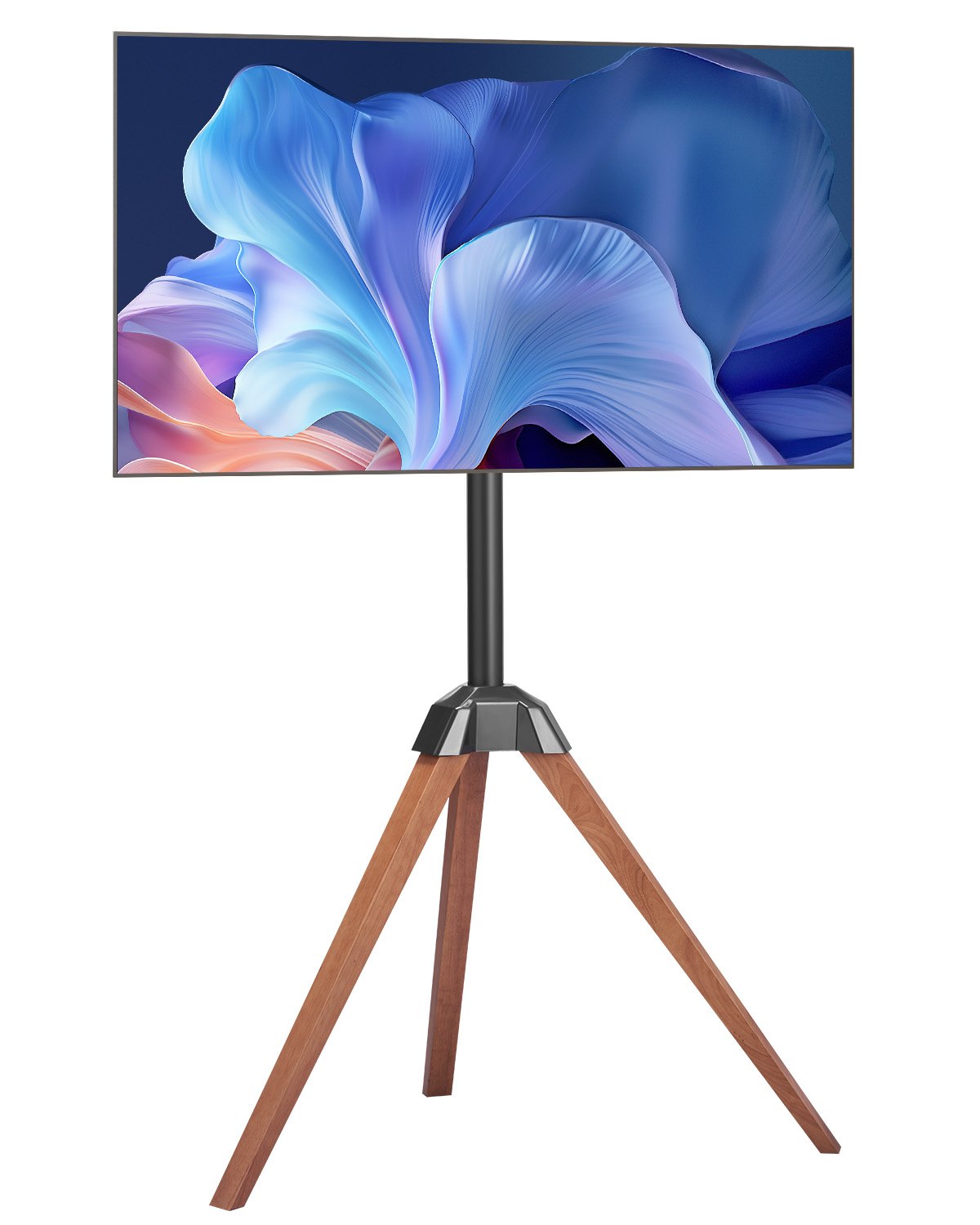 VEVOR Soporte de TV con Trípode para Televisores Planos y Curvos de 1016-1651 mm de Hasta 45 kg, Rotación de 18° a Izquierda y Derecha, Soporte de TV Portátil con Patas de Madera para Sala de Estar