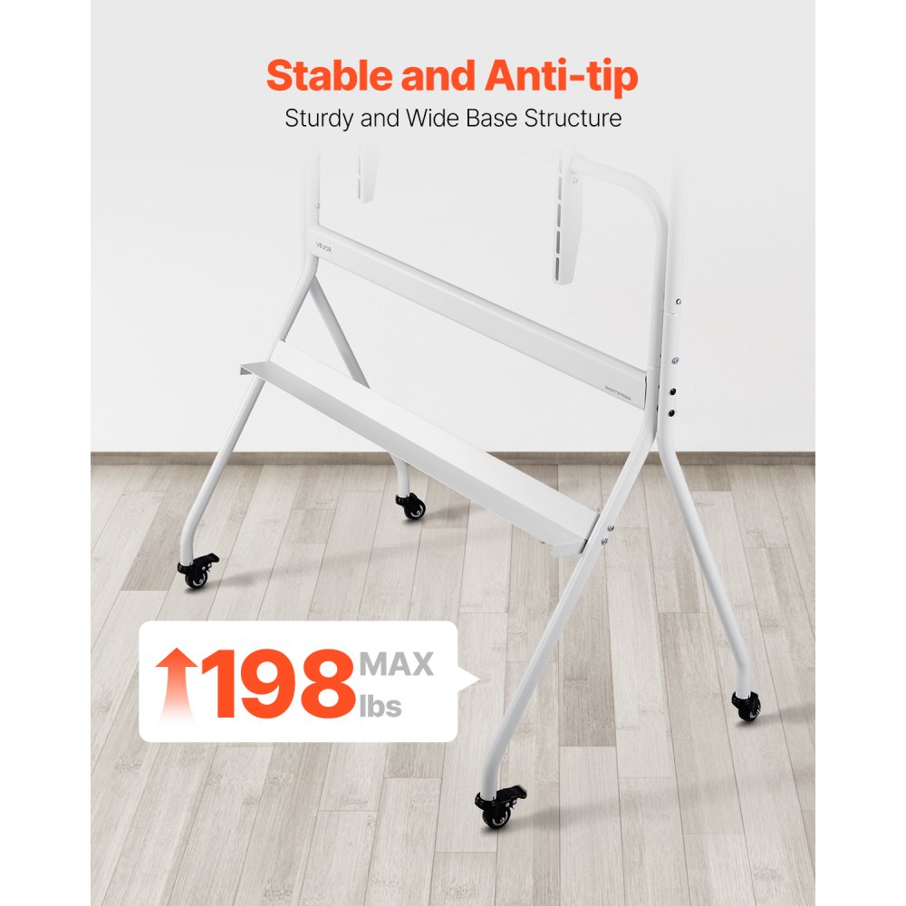 VEVOR TV Stand, Rolling TV Cart for 889-2540 mm TVs, TV Stand, TV Base up to 90 kg, TV Floor Stand with Shelf (Max. VESA 800 x 600 mm) for Living Room, Bedroom, Office