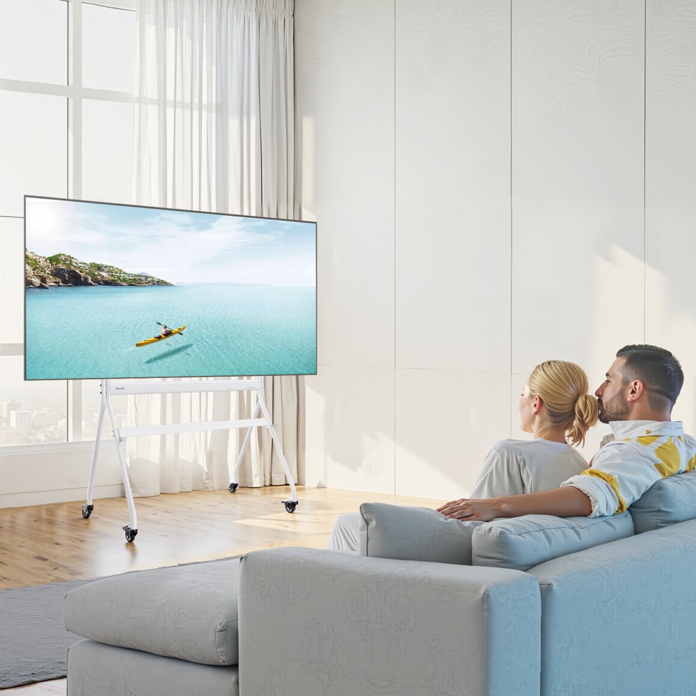 VEVOR TV Stand, Rolling TV Cart for 889-2540 mm TVs, TV Stand, TV Base up to 90 kg, TV Floor Stand with Shelf (Max. VESA 800 x 600 mm) for Living Room, Bedroom, Office