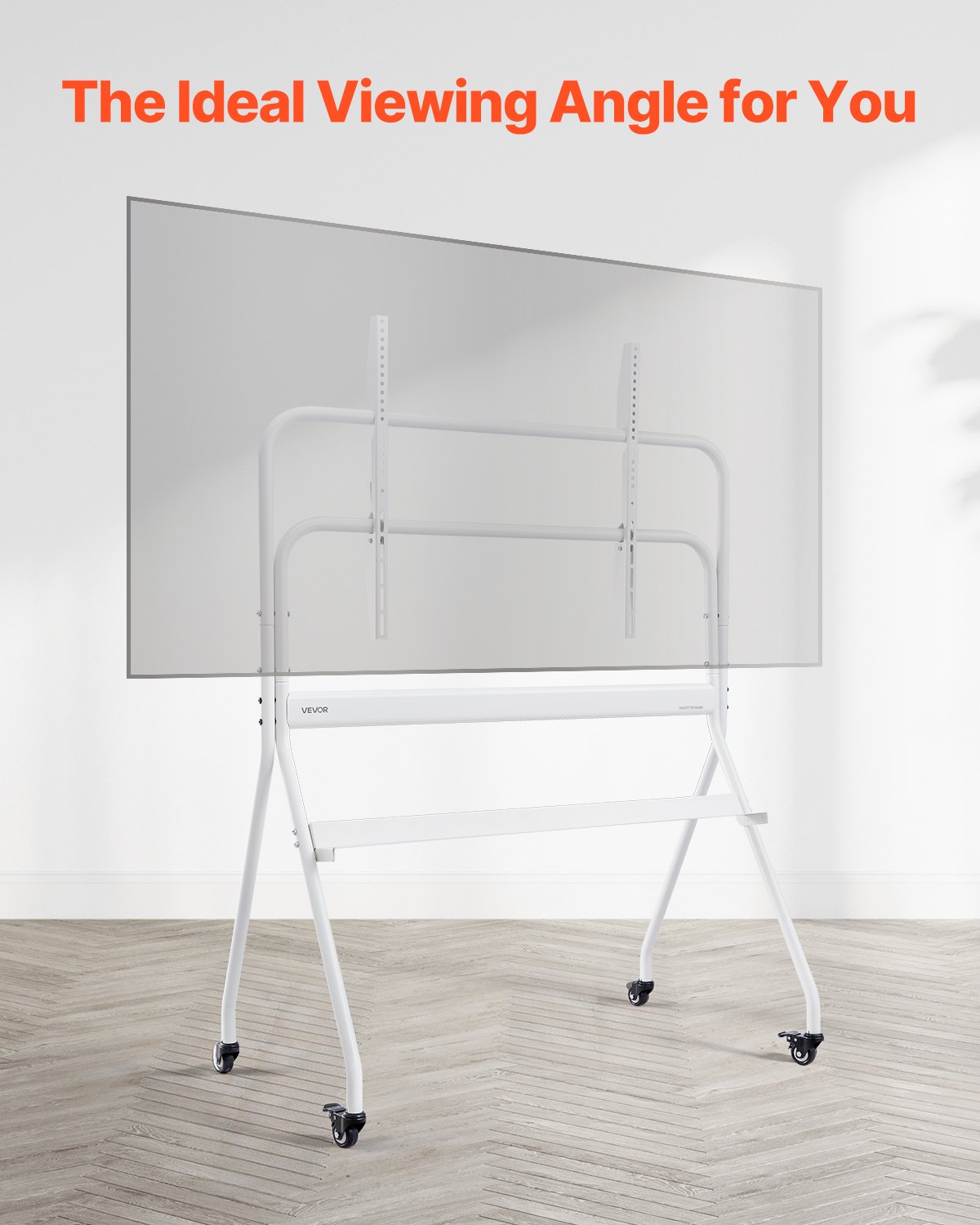 VEVOR Soporte de TV con Ruedas para Televisores de 889-2540 mm Capacidad de Peso 90 kg, Soporte de Suelo para Televisores con Estante (máx. VESA 800 x 600 mm) para Sala de Estar, Oficina, Blanco
